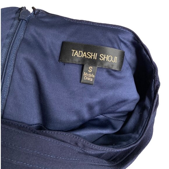 Tadashi Shoji Amata Gown Small Navy blue 6L1143LY-BLACK ribbed trumpet hem - Picture 13 of 13